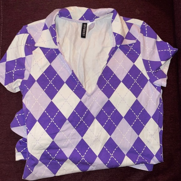 Divided Purple, white & lilac Checkered Shirt Midi dress. - Picture 4 of 4